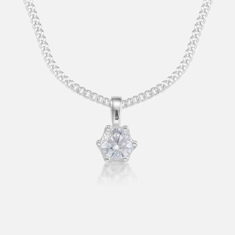 Silver With White Caroline – Silver Necklace - Galis jewelry