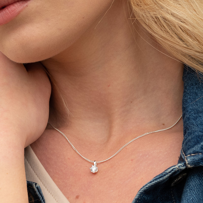 Silver With White Caroline – Silver Necklace - Galis jewelry